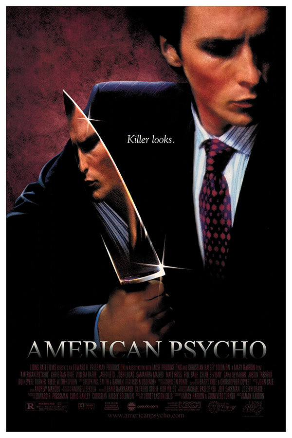 Front view of American Psycho graphic tee with satin finish for fans