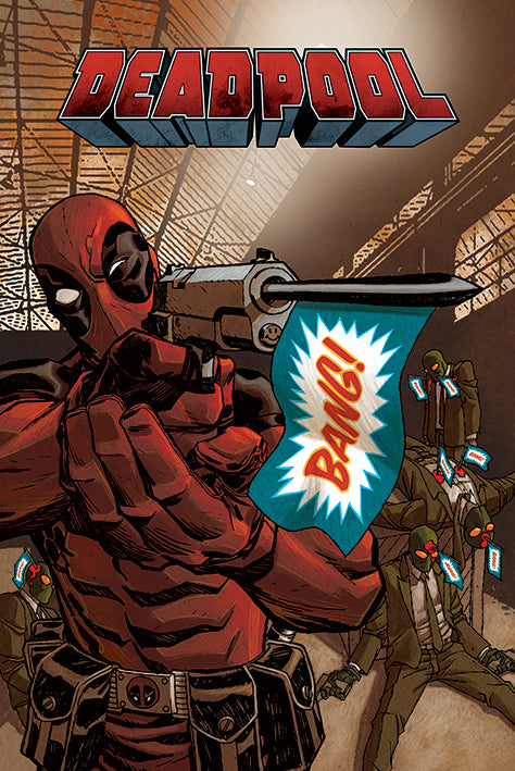 Close-up of exclusive Deadpool action figures for collectors.