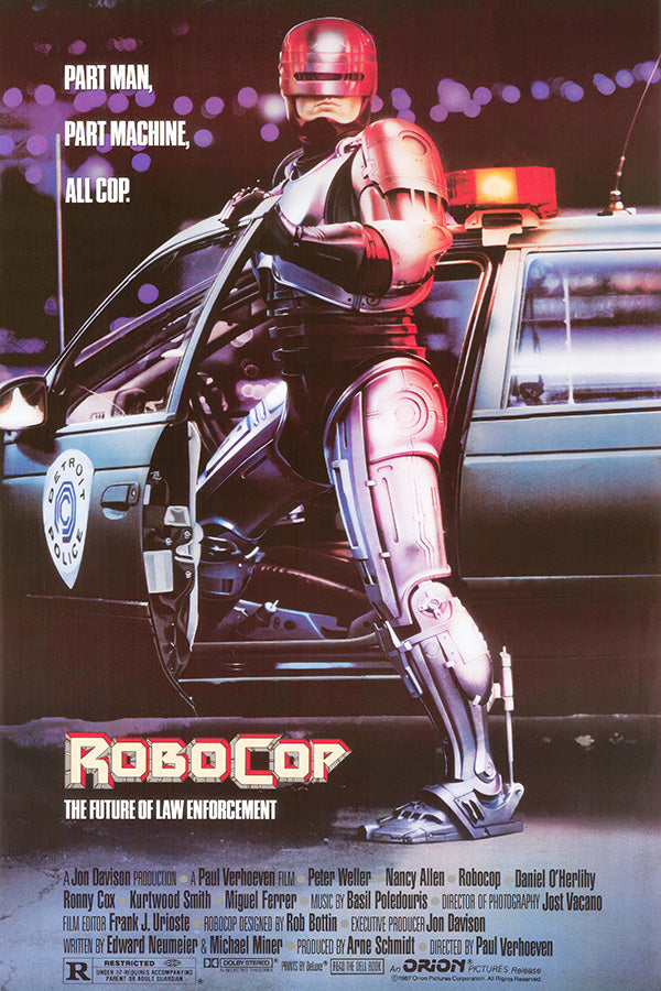 Front angle of Robocop satin finish action figure showcasing full armor detail