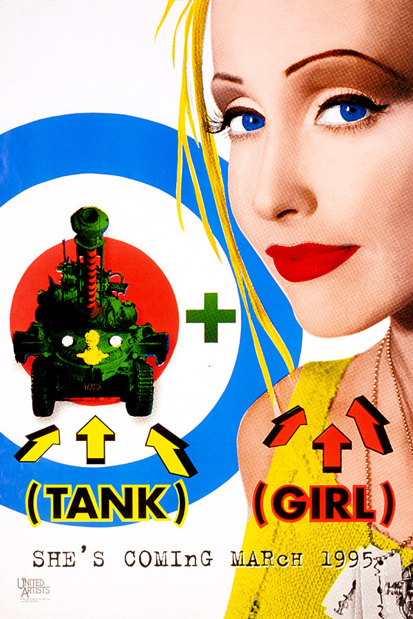 Front-facing shot of Tank Girl streetwear graphic tee styled with distressed jeans – graphic tees