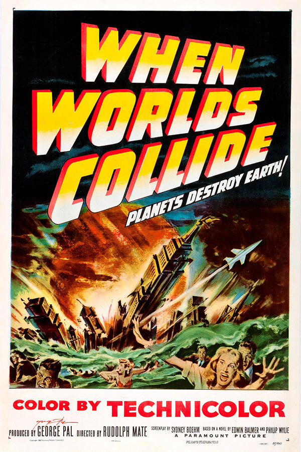 Satin finish decorative art titled 'When Worlds Collide', highlighting its intricate details from a close-up angle.