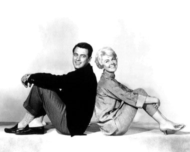 Rock Hudson and Doris Day in Pillow Talk movie scene, romantic comedy classic
