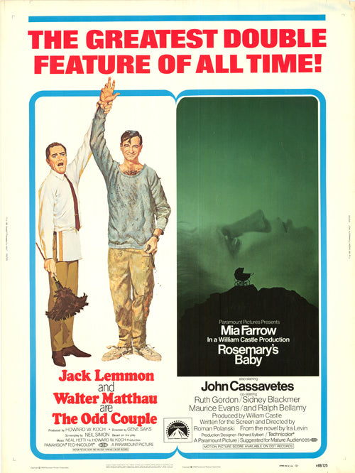 Classic horror movie poster featuring Odd Couple and Rosemary's Baby