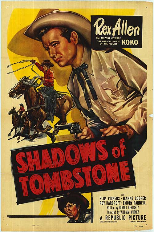 Shadows of Tombstone game cover featuring Lara Croft in action.
