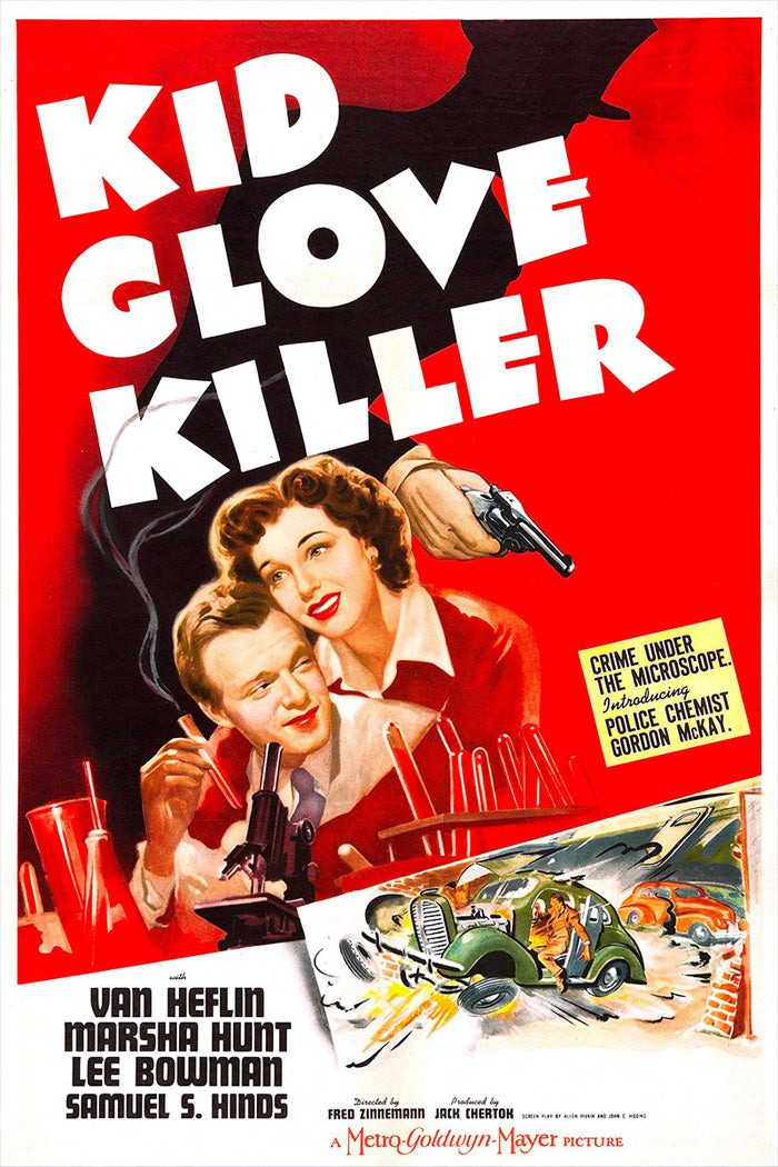 Front view of Kid Glove Killer giclee print on wall, showcasing vibrant colors and detailed artwork