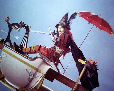 H.R. Pufnstuf character with colorful background, iconic scene from classic TV show