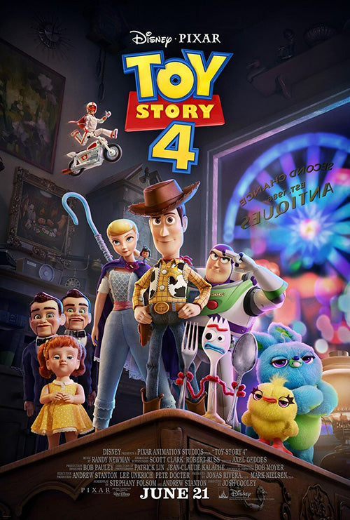 Toy Story 4 action figures displayed in a vibrant setting, perfect for imaginative play.