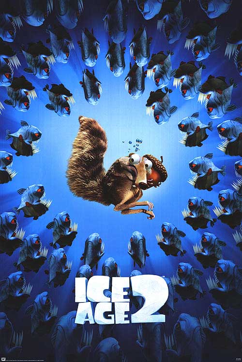 Scrat chasing an acorn in Ice Age: The Meltdown scene