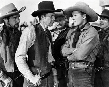 Dodge City vintage movie poster showcasing Errol Flynn and Bruce Cabot