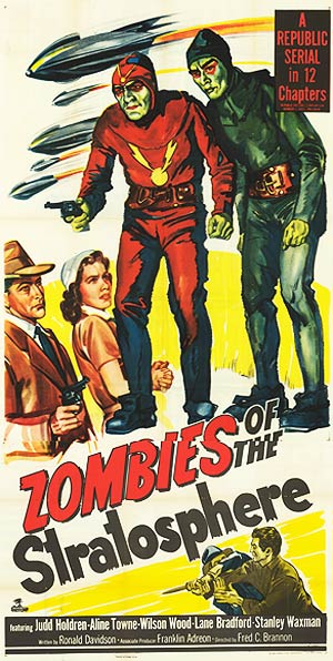 Zombies of the Stratosphere card game set displayed on a table, showing its vibrant artwork and components.