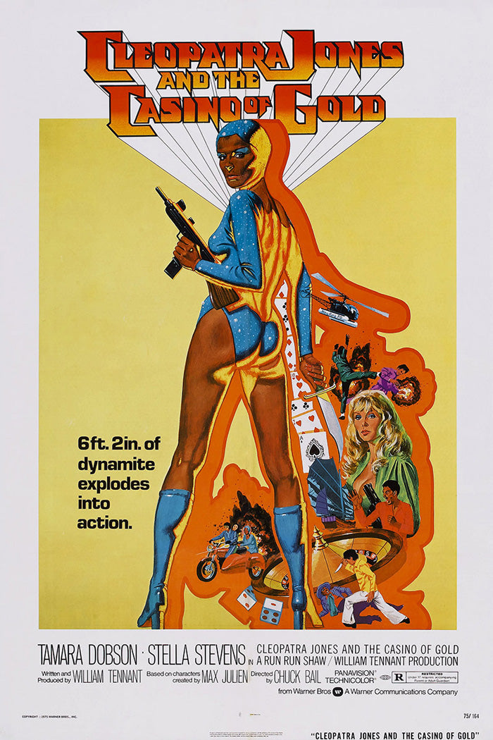 Close-up of Cleopatra Jones & The Casino art print on a modern living room wall