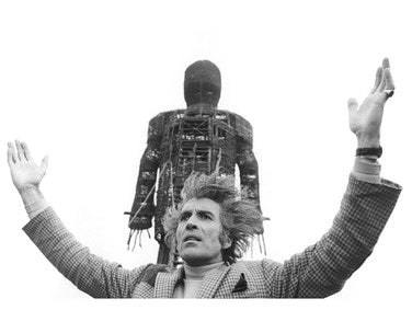 Christopher Lee in The Wicker Man, a classic horror film scene