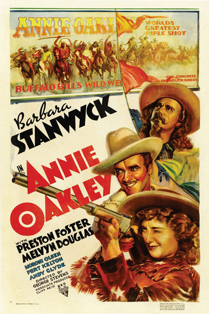 Annie Oakley Giclee Art Print displayed in a modern living room setting.