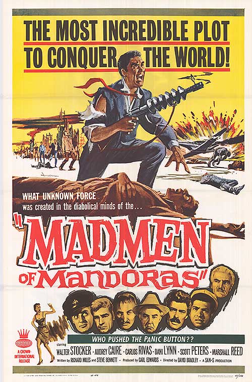 Cover art of Madmen of Mandoras featuring a fierce warrior in a mystical landscape