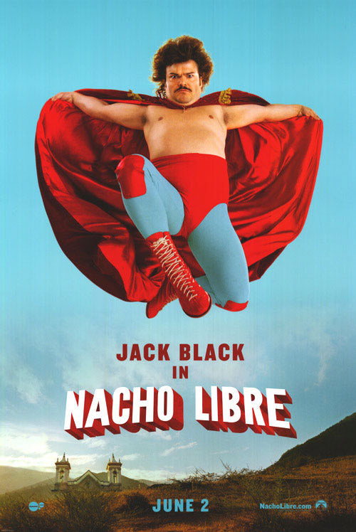 Front view of the Nacho Libre costume on a model, showcasing the vibrant colors and design.
