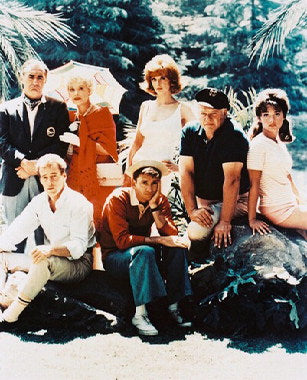 Gilligan's Island DVD collection with cast photo and colorful cover art