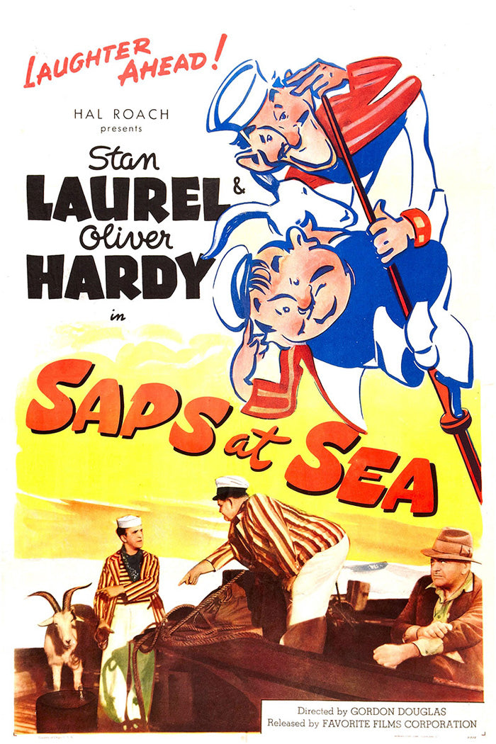Framed vintage Saps At Sea giclee print hanging in a retro-themed room – classic comedy movie poster for collectors.