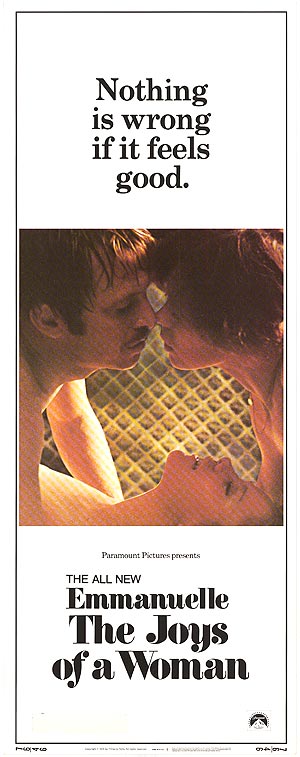 Cover of Emmanuelle: The Joys of a Woman, depicting a romantic scene.