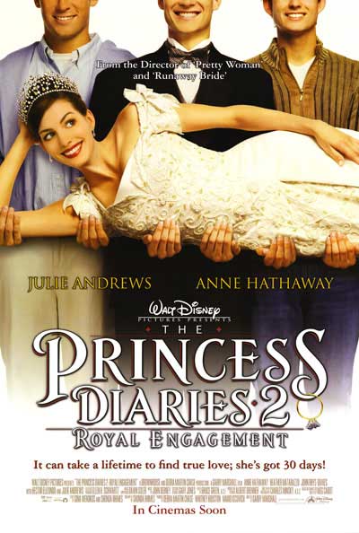 Cover of Princess Diaries 2 DVD showing Mia in a royal setting, ideal for family viewing.