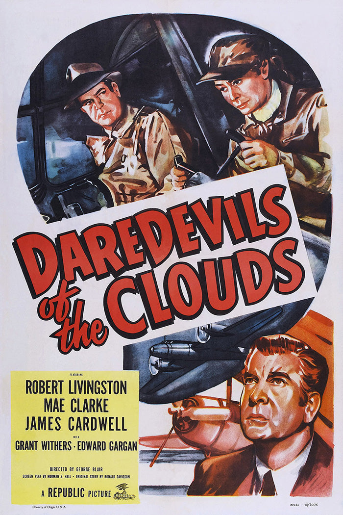 Close-up of Daredevils of the Clouds canvas art showing vivid sky colors and detailed brushwork