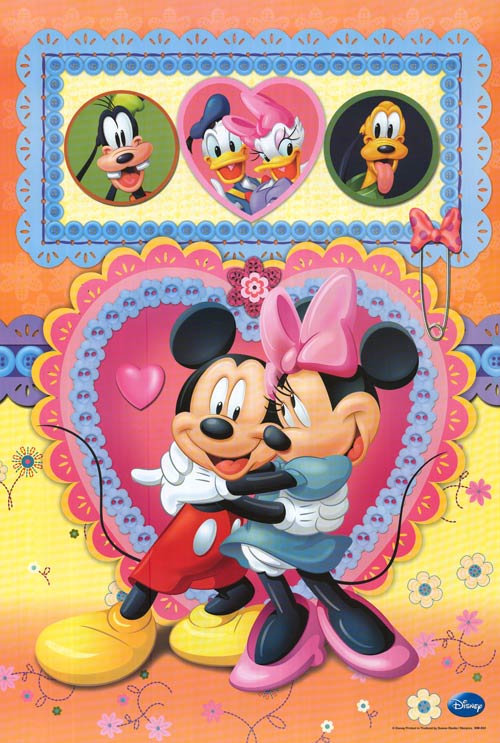 A couple holding Disney plush toys, showcasing love and joy.