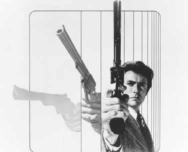 Clint Eastwood in a tense scene from Magnum Force, showcasing intense action and drama.