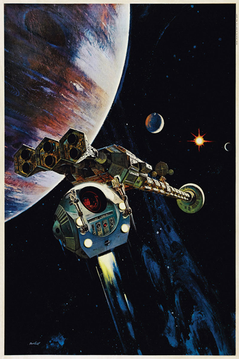 Close-up of the 2001: A Space Odyssey giclee art print showcasing vibrant colors and detailed design