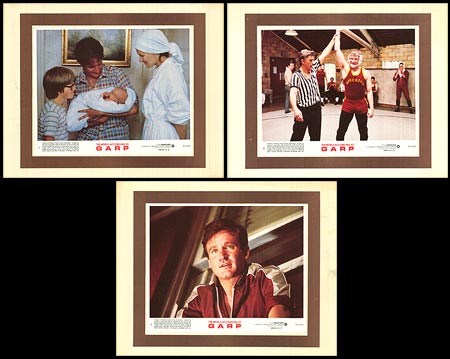 Front view of World According To Garp lobby card set highlighting the artwork