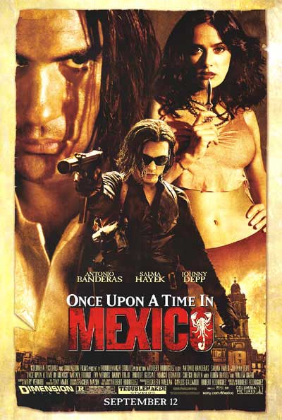 Once Upon A Time In Mexico DVD cover featuring Antonio Banderas in action