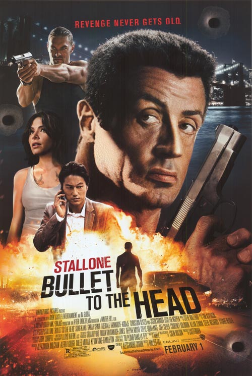 A dramatic scene from Bullet to the Head showcasing the main character in action.