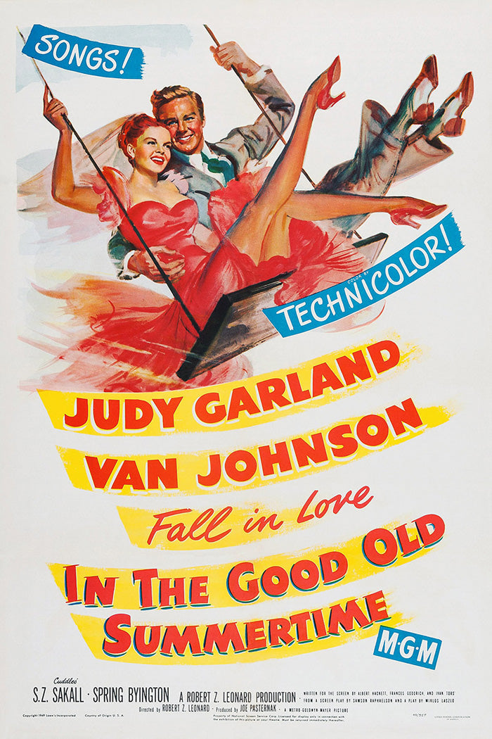 Close-up of In The Good Old Summertime vintage wall art print in living room