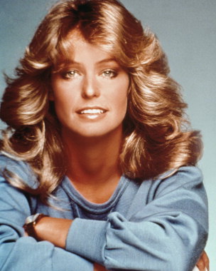 Farrah Fawcett iconic red swimsuit pose, perfect for Charlie's Angels collectors