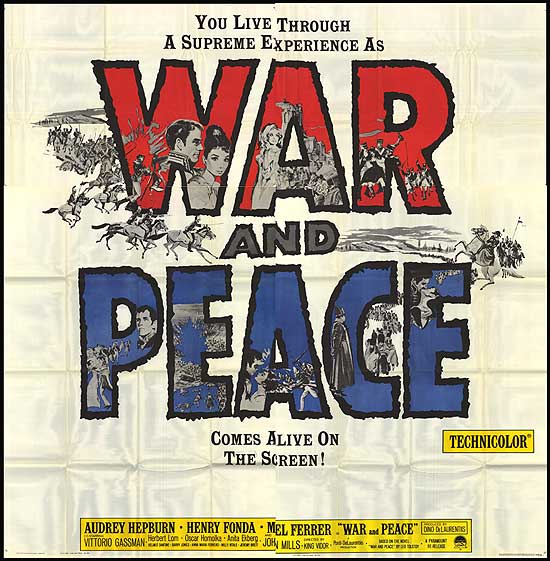 Cover of the vintage War and Peace book highlighting the classic design.