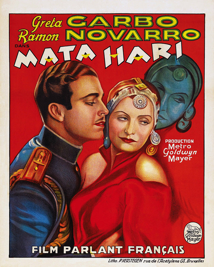 Close-up of Mata Hari vintage poster showcasing intricate details