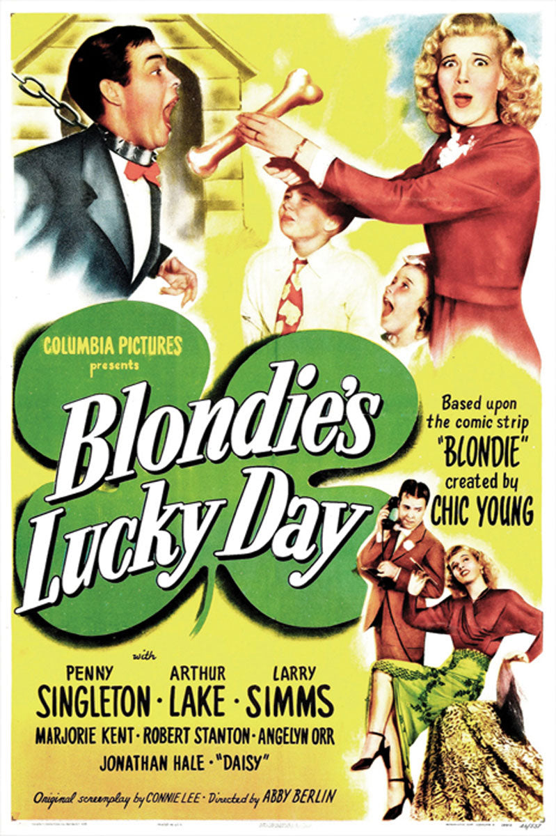 Close-up of Blondie's Lucky Day giclee canvas art highlighting vibrant colors and fine details