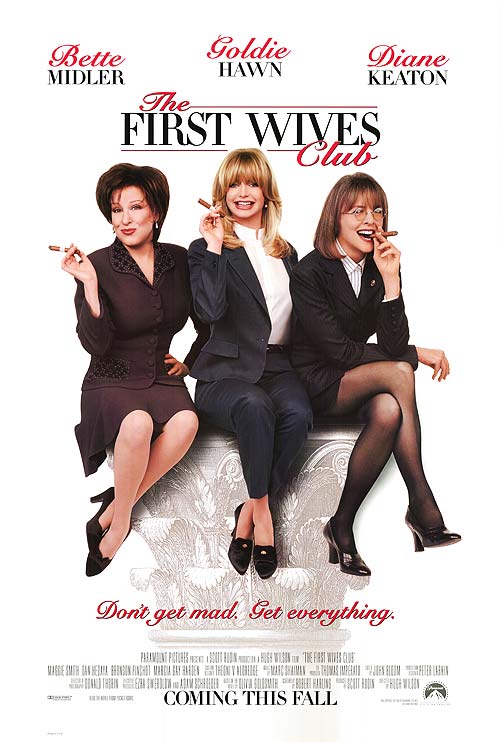 Three friends sharing a laugh in The First Wives Club, showcasing female empowerment and friendship.