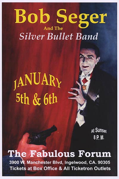 Close-up of a vintage Bob Seger vinyl record with Silver Bullet Band label