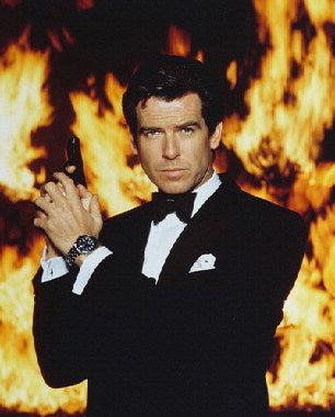 Pierce Brosnan in action during a thrilling scene from a James Bond movie.