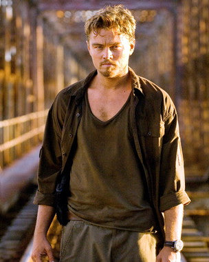 Close-up of a Leonardo DiCaprio poster for sale, featuring his iconic role in Titanic