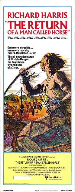 Book cover of Return of a Man Called Horse featuring Western landscape and horse imagery