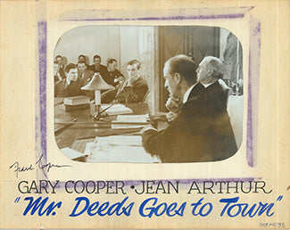 Front view of signed Mr. Deeds go to town poster with Frank Capra's signature