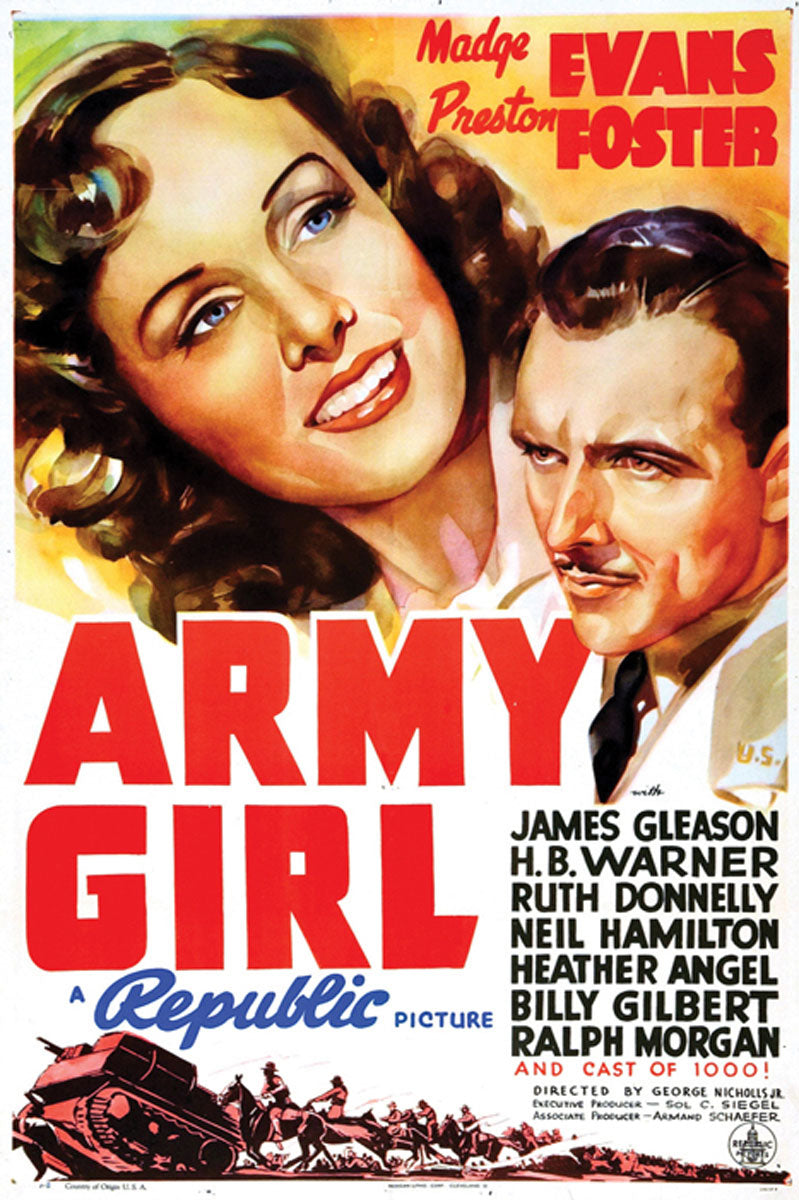 Close-up view of the Courageous Army Girl art print, highlighting vibrant colors and details.