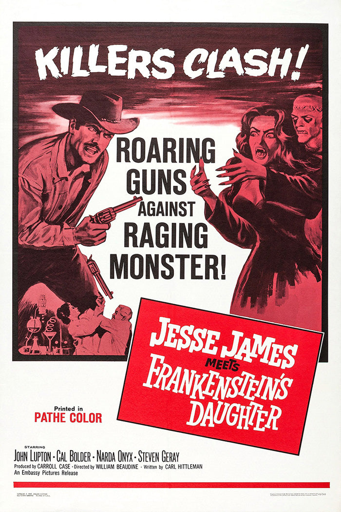 Close-up of Jesse James meets Frankenstein giclee print on canvas wall art