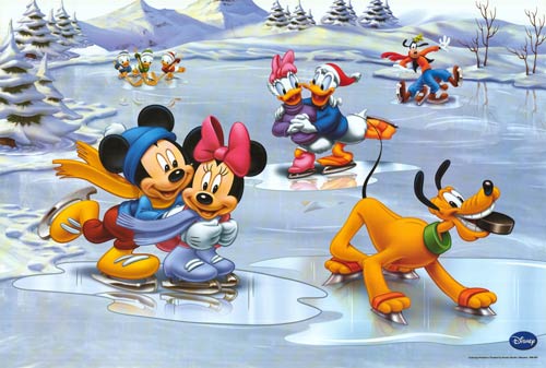 Front view of Disney ice skates with colorful character accents, designed for kids