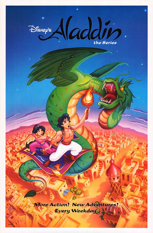 Colorful action figures from the Enchanted Aladdin Collection showcasing Aladdin and Jasmine.