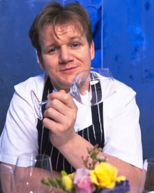 Gordon Ramsay chef knife set displayed on a kitchen countertop, showcasing craftsmanship and design.