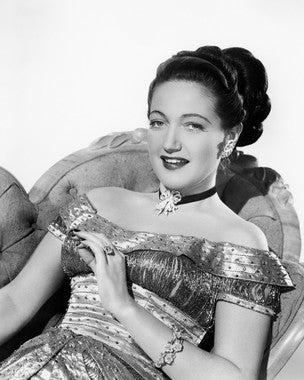 Close-up of Dorothy Lamour vintage dress showcasing intricate details and classic style.