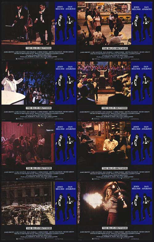Blues Brothers collectible set showing all 8 pieces, perfect for movie memorabilia fans