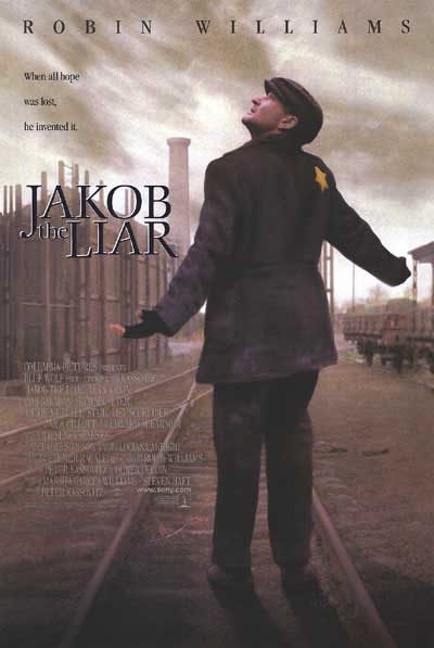 Robin Williams in Jakob the Liar movie poster, a powerful Holocaust drama film