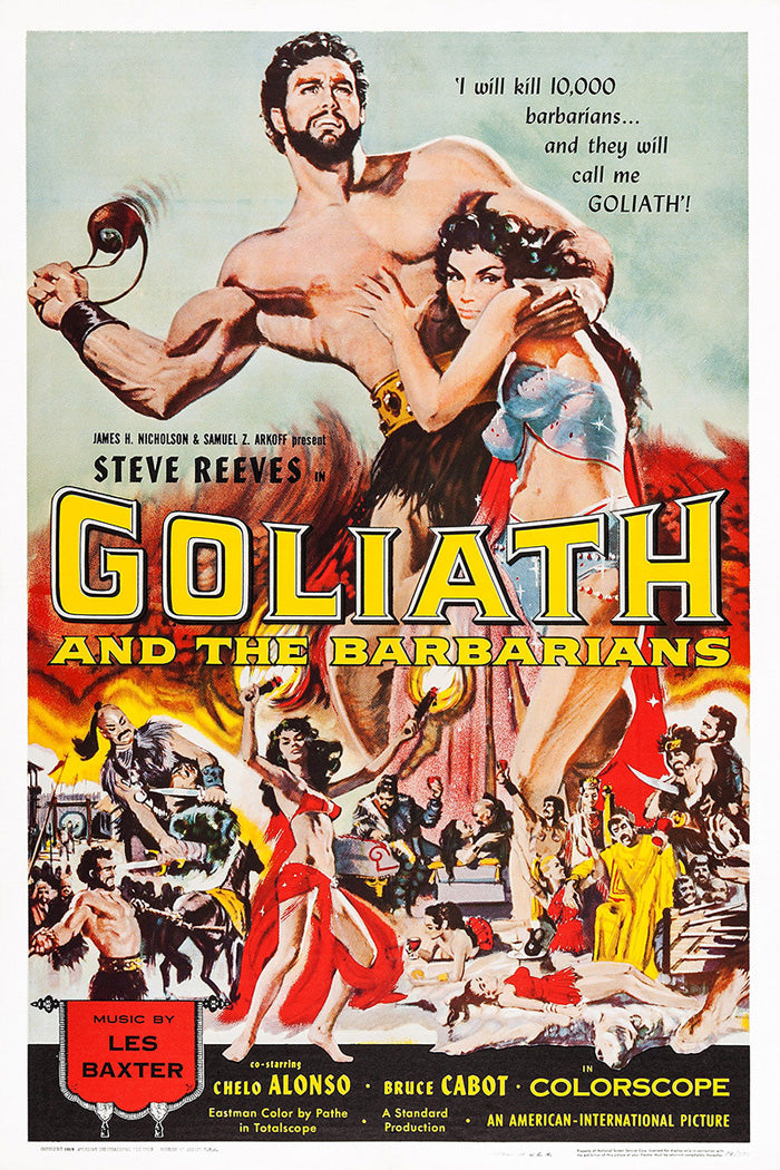 Goliath and the Barbarians giclee print framed in a modern living room setting.